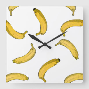 Reloj Cuadrado Versión de esbozo de patrón de banana