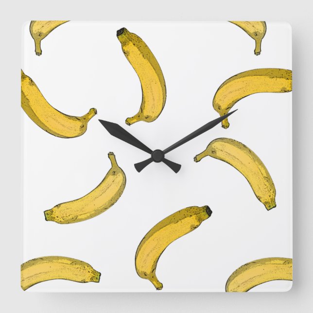 Reloj Cuadrado Versión de esbozo de patrón de banana (Anverso)