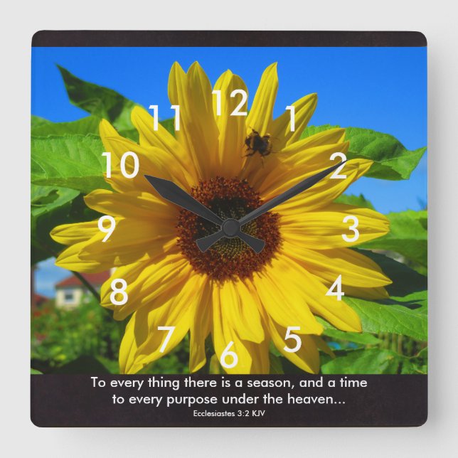 Reloj Cuadrado Verso de girasol (Anverso)