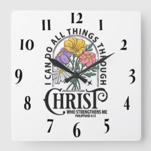 Reloj Cuadrado Verso de la Biblia Cristiana inspiradora