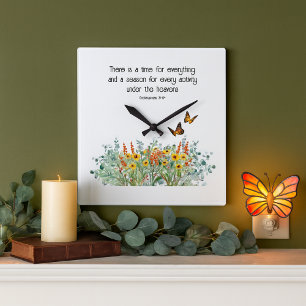 Reloj Cuadrado Verso de la Biblia Primavera Flor silvestre