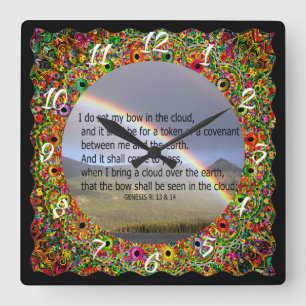 RELOJ CUADRADO VERSOS DEL ARCO IRIS