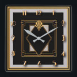 Reloj Cuadrado Very Art Deco<br><div class="desc">I created this wall clock using deco elements and using gold black and grey. It's very art deco and would make a lovely gift especially for a couple who love art deco. Perhaps you would just like to keep it for yourself. Whatever you decide this is a bespoke piece of...</div>