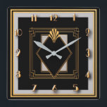 Reloj Cuadrado Very Art Deco<br><div class="desc">I created this wall clock using deco elements and using gold black and grey. It's very art deco and would make a lovely gift especially for a couple who love art deco. Perhaps you would just like to keep it for yourself. Whatever you decide this is a bespoke piece of...</div>