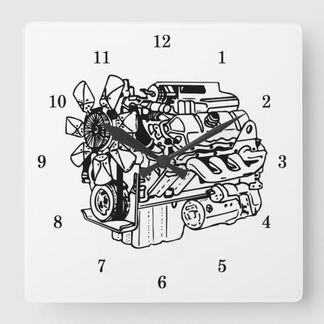 Reloj Cuadrado Very Cool Engine Mechanic's Wall Clock (Anverso)