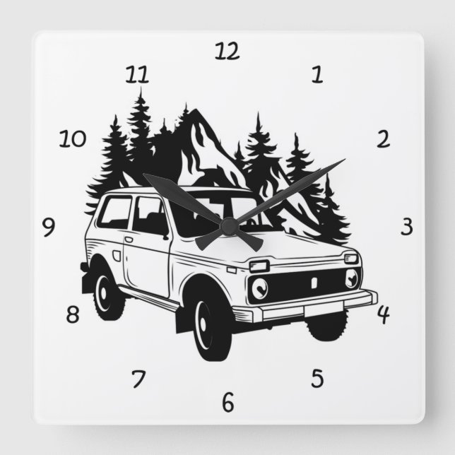 Reloj Cuadrado Viaje de aventura divertida (Anverso)