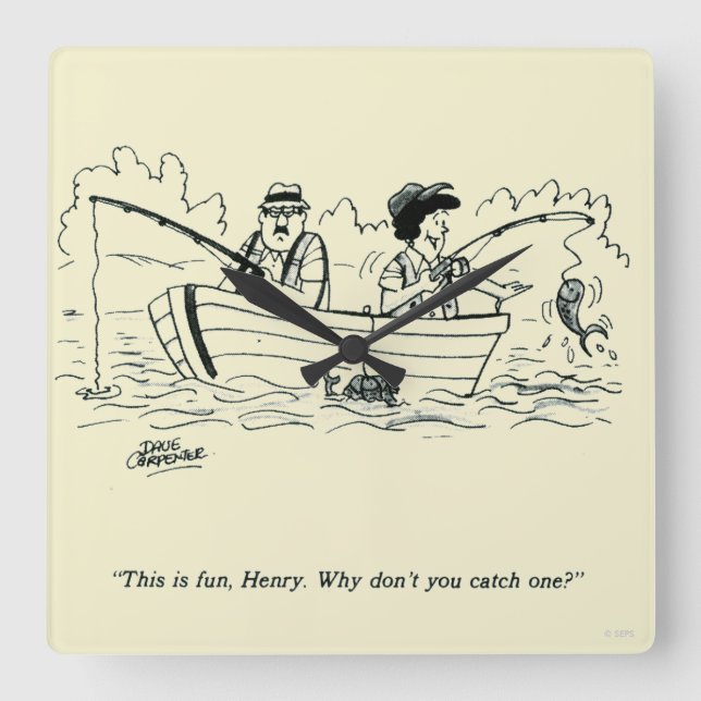 Reloj Cuadrado Viaje de pesca (Anverso)