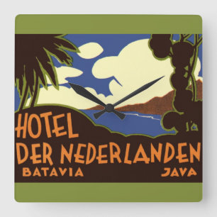 Reloj Cuadrado Viajes Antiguos a Yakarta Indonesia Hotel Nederlan