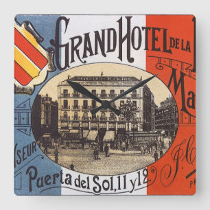 Reloj Cuadrado Viajes Antiguos, Grand Hotel Paix, Madrid, España