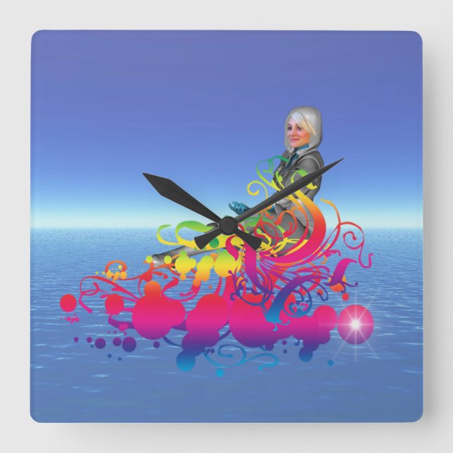 Reloj Cuadrado Viajes de la nueva edad (Anverso)