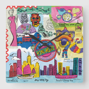 Reloj Cuadrado Viajes globales - Hong Kong