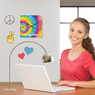 Reloj Cuadrado Vibe hippie personalizada de color arcoiris de 60