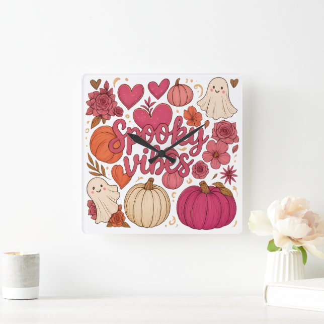 Reloj Cuadrado Vibes fantasmales - Halloween (Hogar)