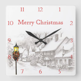 Reloj Cuadrado Victorian Christmas Town Custom Square Wall Clock
