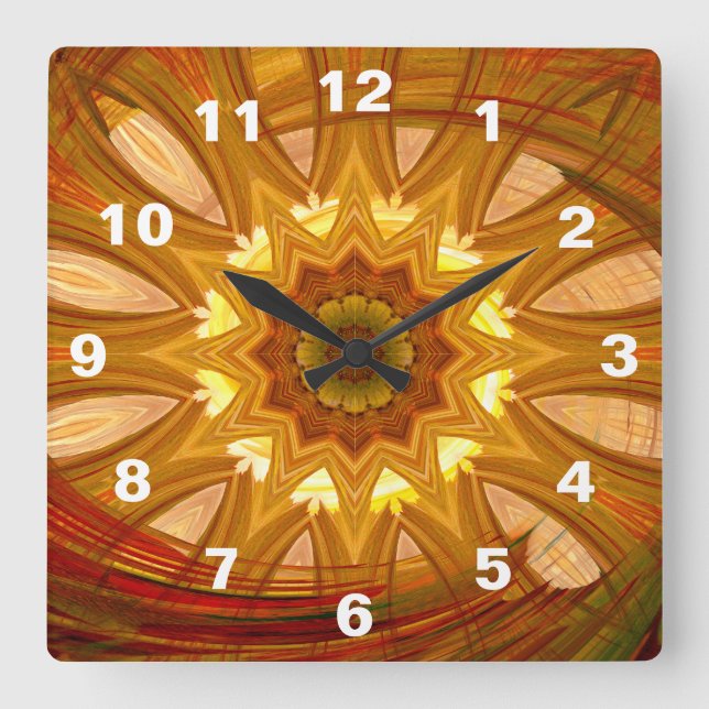 Reloj Cuadrado Victorian Peony Red Swirl (Anverso)