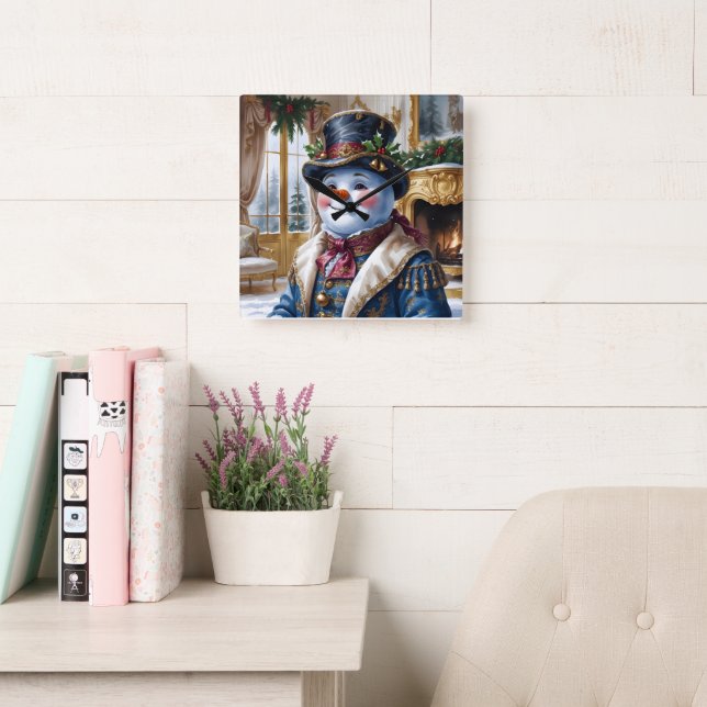 Reloj Cuadrado Victorian Snowman Christmas Design (Sala de lectura)