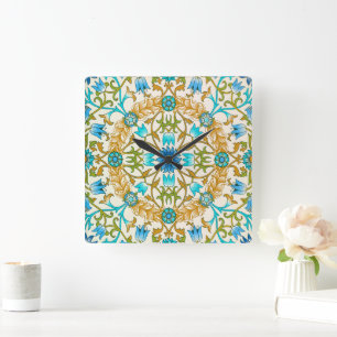 Reloj Cuadrado Vid por William Morris, Arte Textil Vintage