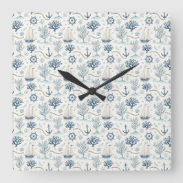 Reloj Cuadrado Vida Costera Océanos Azules
