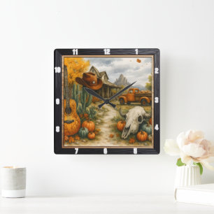 Reloj Cuadrado Vida del desierto del otoño en el rancho