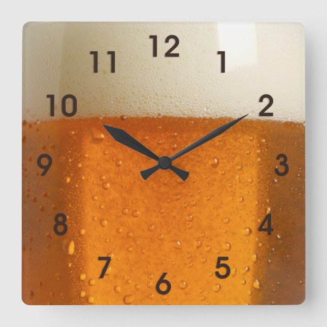 Reloj Cuadrado Vidrio de cerveza (Anverso)