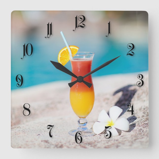 Reloj Cuadrado Vidrio de cóctel (Anverso)