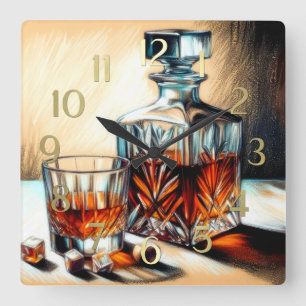 Reloj Cuadrado Vidrio de dibujo pastel del Decantador de cristal 