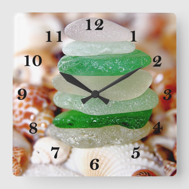 Reloj Cuadrado Vidrio de playa (Anverso)