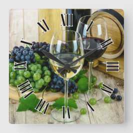 Reloj Cuadrado Vidrio de vino 🍷 diseño de números romanos