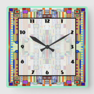Reloj Cuadrado Vidrio manchado Art Deco 2