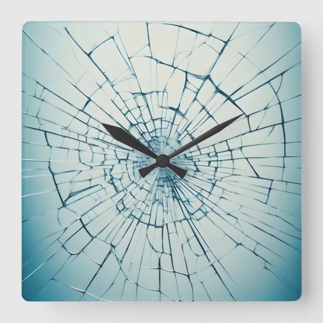 Reloj Cuadrado vidrio roto, agrietado (Anverso)