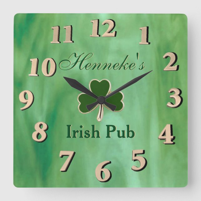 Reloj Cuadrado Vidrio verde manchado (Anverso)