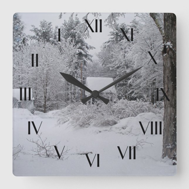 Reloj Cuadrado Vieja casa de pozos en el rezago invernal (Anverso)