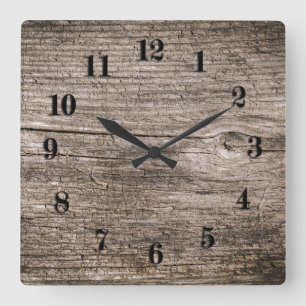 Reloj Cuadrado Viejas tablas de madera