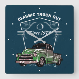 Reloj Cuadrado Viejo camión clásico Guy Green Chevy Date Blue