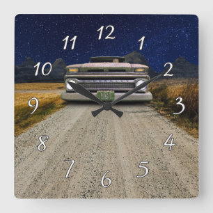 Reloj Cuadrado Viejo Camión de recogida de Rat Rod Viejo Conduct
