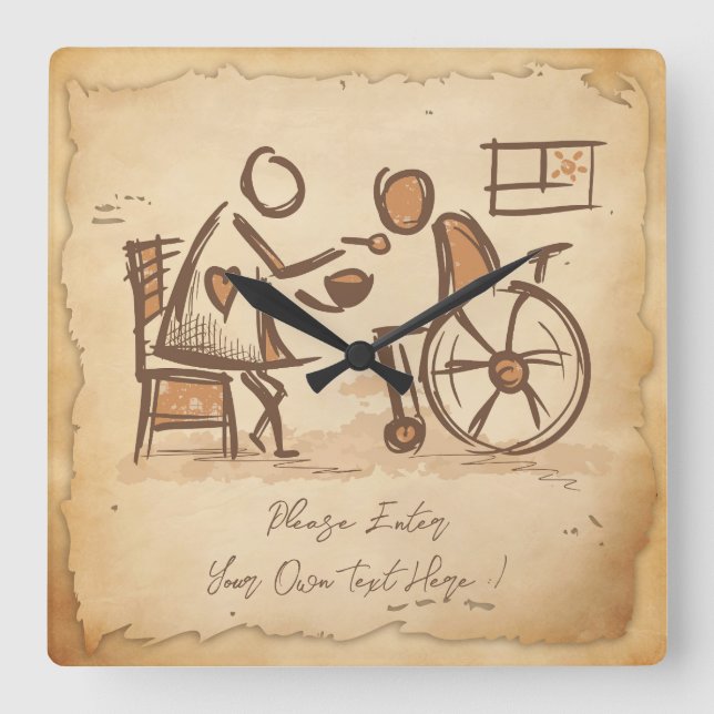 Reloj Cuadrado Viejo cuidador de moda, asistente de Enfermería (Anverso)