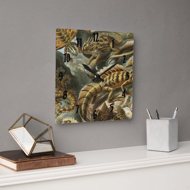 Reloj Cuadrado Viejo ilustracion Lacertilia de la moda de Ernst (Oficina)