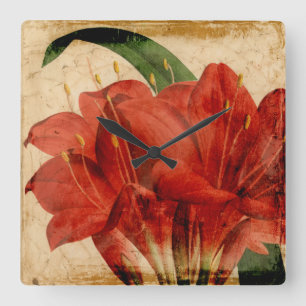 Reloj Cuadrado VIII floral vibrante