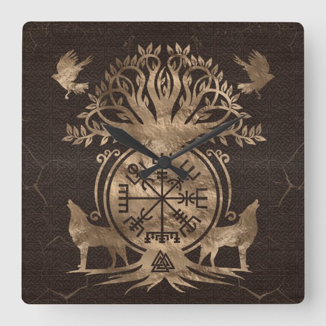 Reloj Cuadrado Viking Compass Ornament (Anverso)