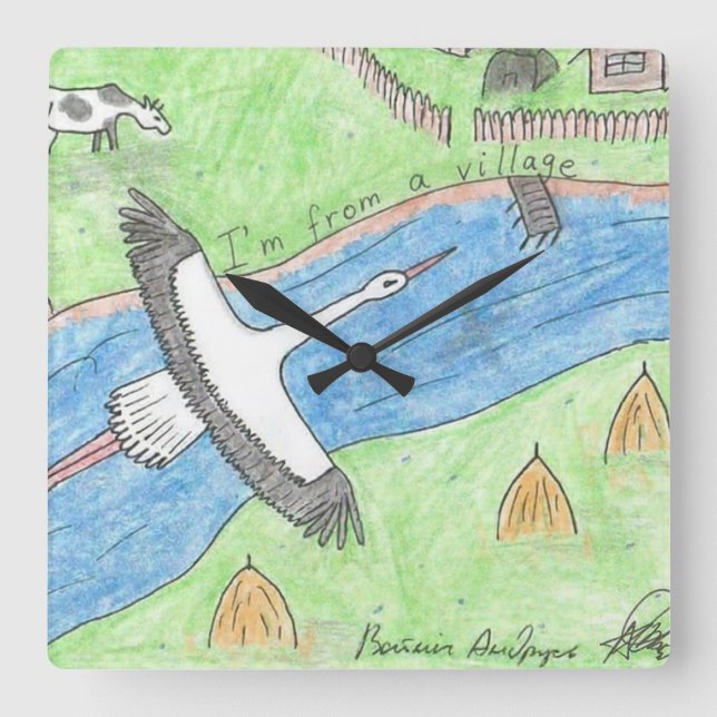 Reloj Cuadrado Village Vibes (Anverso)