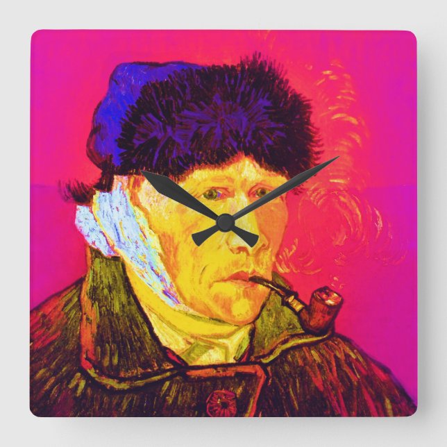 Reloj Cuadrado Vincent Van Gogh - Arte pop de travesía autorretra (Anverso)