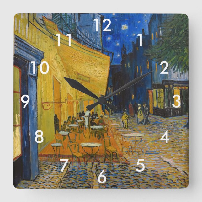 Reloj Cuadrado Vincent van Gogh - Cafe Terrace de noche (Anverso)