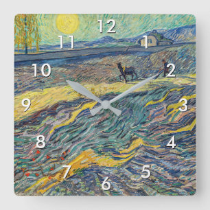Reloj Cuadrado Vincent van Gogh - Campo con campesinos arando