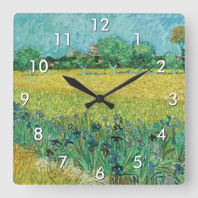 Reloj Cuadrado Vincent van Gogh - Campo con irlandeses cerca de A (Anverso)