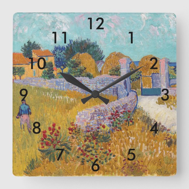 Reloj Cuadrado Vincent van Gogh - Casa de campo en Provenza (Anverso)