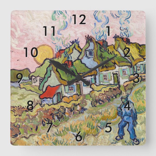 Reloj Cuadrado Vincent van Gogh - Casas y Figura (Anverso)