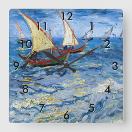 Reloj Cuadrado Vincent van Gogh - El paisaje marino de Saintes-Ma