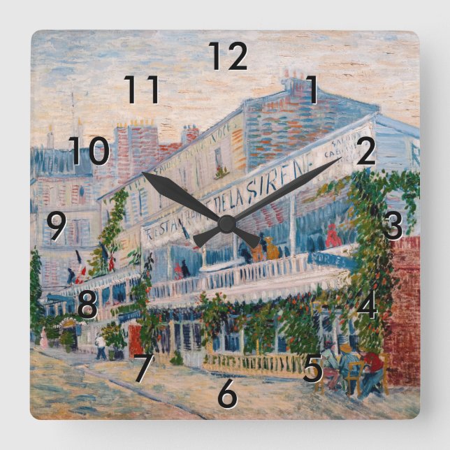 Reloj Cuadrado Vincent van Gogh - El restaurante de la Sirene (Anverso)