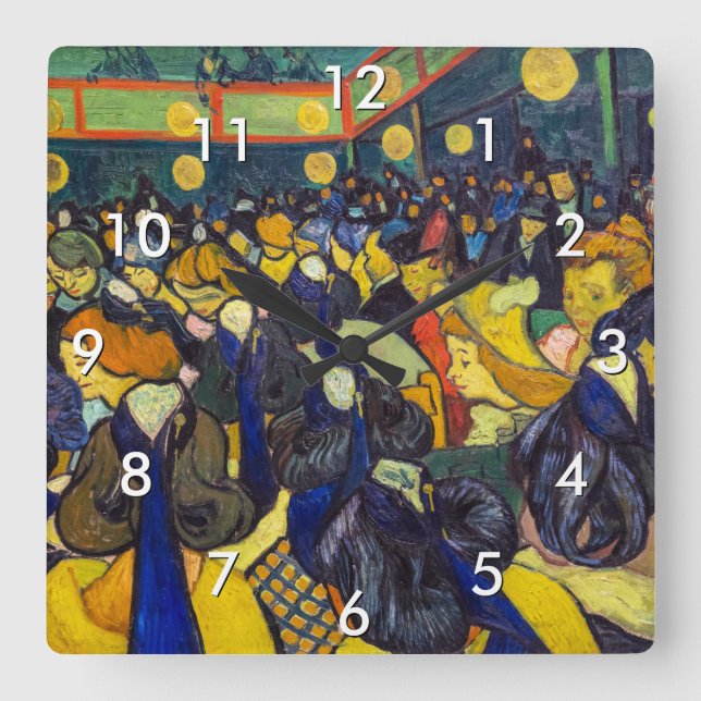 Reloj Cuadrado Vincent van Gogh - El salón de baile de Arles (Anverso)
