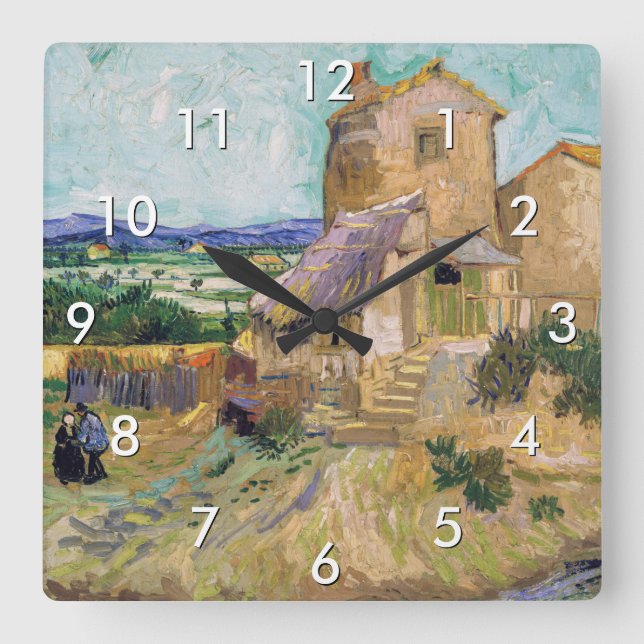 Reloj Cuadrado Vincent van Gogh - El viejo molino (Anverso)
